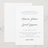 Invitation Écriture Calligraphique Moderne Élégante Mariage B (Devant / Derrière)