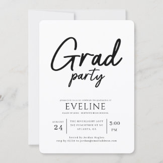 Invitation Écriture Calligraphique Tendance Fête de Diplômé D