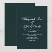 Invitation Écriture calligraphique verte émeraude Mariage ver (Devant / Derrière)