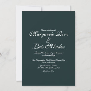 Invitation Écriture calligraphique verte émeraude Mariage ver
