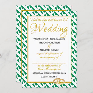 Invitation Écriture chrétienne du NIGERIA Mariage Naija