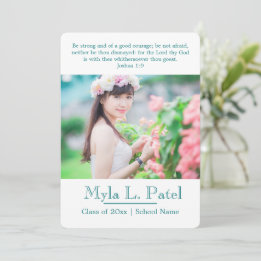 Invitation Écriture chrétienne Photo Grad Faire-part/