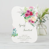 Invitation Écriture chrétienne Romantique Fleurs Mariage (Debout devant)