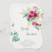 Invitation Écriture chrétienne Romantique Floral Mariage (Devant / Derrière)