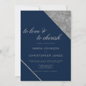 Invitation Écriture classique argent parties scintillant mari (Devant)