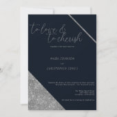 Invitation Écriture classique argent parties scintillant mari (Devant)