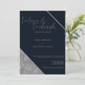 Invitation Écriture classique argent parties scintillant mari (Debout devant)