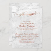 Invitation Écriture "Copper Just Married" sur Marbre Blanc (Devant / Derrière)