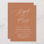 Invitation Écriture Copper Romantique, Mariage Intime (Devant / Derrière)