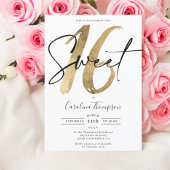 Invitation Écriture de bordure en or chic fillette photo Swee