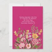 Invitation Écriture de fleurs sauvages brillantes mariage (Dos)