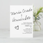 Invitation Écriture de lettre à cœur flottant simple Mariage (Debout devant)