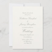 Invitation Écriture de mariage classique sur lin blanc crémeu (Devant)