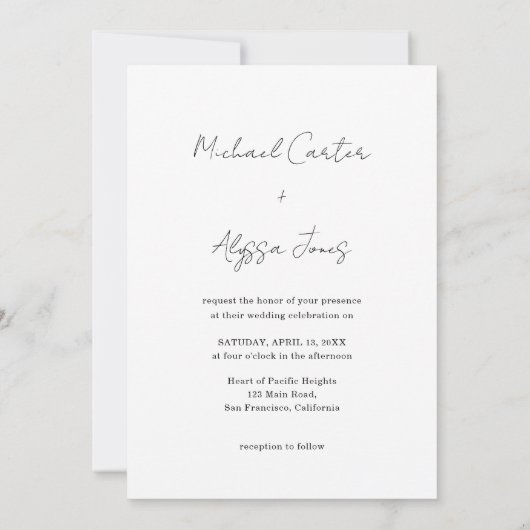 Invitation Écriture de script de Mariage de script de photo m (Dos)