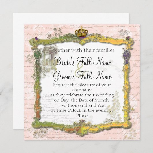 Invitation Écriture de script en français et Mariage de la co (Devant / Derrière)