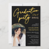 Invitation Ecriture de signe jaune néon fun graduation photo (Devant)