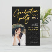 Invitation Ecriture de signe jaune néon fun graduation photo (Debout devant)