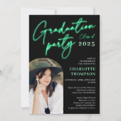 Invitation Ecriture de signe vert néon fun graduation photo a (Devant)