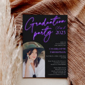 Invitation Ecriture de signe violet de néon fun graduation ph