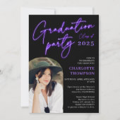 Invitation Ecriture de signe violet de néon fun graduation ph (Devant)