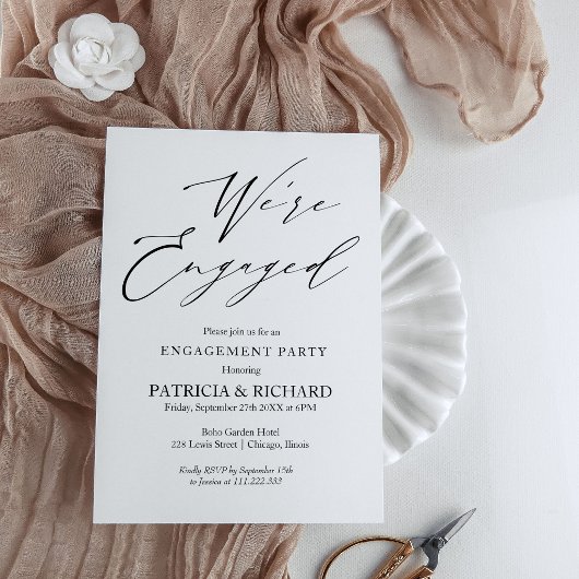 Invitation Écriture de Style Nous sommes fiancés Fête de fian