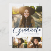 Invitation Écriture de troisième cycle photo marine bleu grad (Devant)