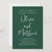 Invitation Écriture de typographie mariage vert émeraude + QR (Devant)