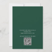 Invitation Écriture de typographie mariage vert émeraude + QR (Dos)