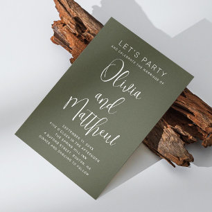 Invitation Écriture de typographie vert sauge mariage + détai