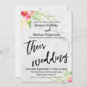 Invitation Écriture décontractée Fleurs peintes Mariage en ma (Devant)