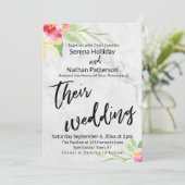 Invitation Écriture décontractée Fleurs peintes Mariage en ma (Debout devant)