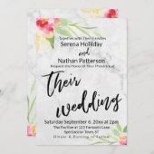 Invitation Écriture décontractée Fleurs peintes Mariage en ma (Devant / Derrière)