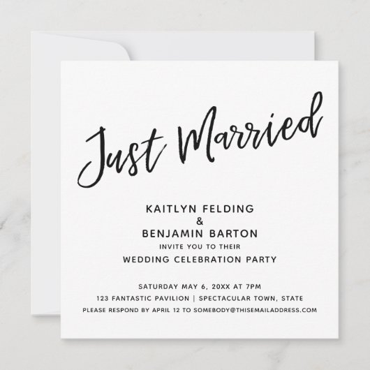 Invitation Écriture Décontractée Mariée Réception de mariage (Devant)