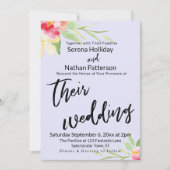 Invitation Écriture décontractée Peint Floral Lavender Mariag (Devant)