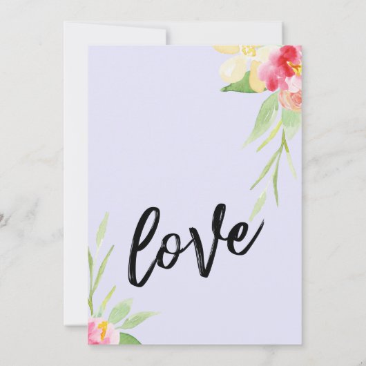 Invitation Écriture décontractée Peint Floral Lavender Mariag (Dos)