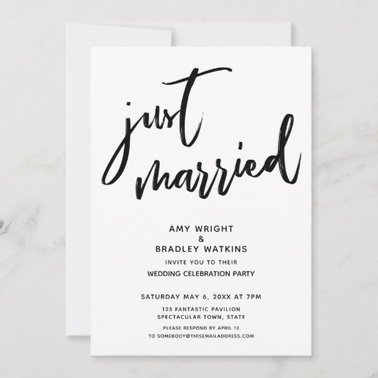 Invitation Écriture décontractée Réception Mariée Mariage (Devant)