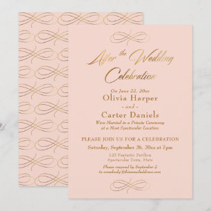 Invitation Écriture dorée Après la célébration de mariage rou