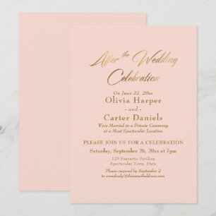 Invitation Écriture dorée Après la célébration de mariage rou
