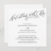 Invitation Écriture Élégante Célébrez avec Nous Noir & Blanc (Devant / Derrière)