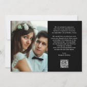Invitation Écriture élégante et noir | Code QR Juste Marié (Dos)