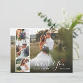 Invitation Écriture Élégante et Stylée 4 Photos Remerciements (Debout devant)