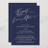 Invitation Écriture Élégante Heureux à tout jamais Réception (Devant / Derrière)