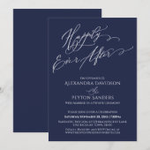 Invitation Écriture Élégante Réception Navale Heureux Pour To (Devant / Derrière)