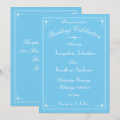 Invitation Écriture Élégante Simple Bleu Aqua et Blanc Fantai (Devant / Derrière)