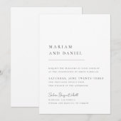 Invitation Écriture Élégante Simple Mariage Noir et Blanc (Devant / Derrière)