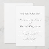 Invitation Écriture Élégante Simple Mariage Noir et Blanc (Devant / Derrière)