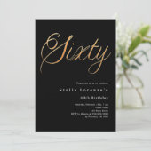 Invitation Écriture en or noir luxe 60e anniversaire (Debout devant)