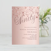 Invitation Écriture étoile or rose 90e anniversaire (Debout devant)