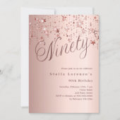 Invitation Écriture étoile or rose 90e anniversaire (Devant)