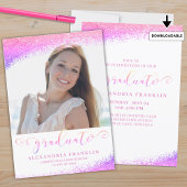Invitation Écriture fantaisie Parties scintillant rose rose
